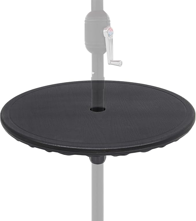 Outdoor Adjustable Umbrella Table Tray, 20'' Portable Round Umbrella Table Top for 1.5ft Patio Umbrella Pole, Black.