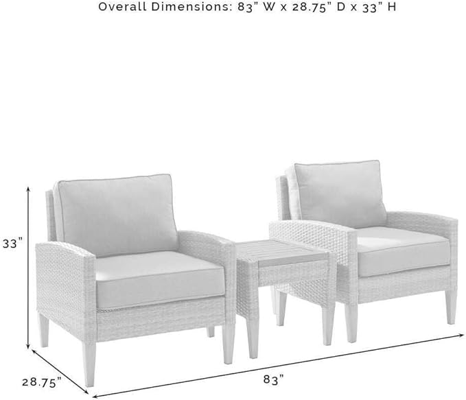 Maykoosh Outdoor Chair Set 3 Piece Patio Conversation Set with Table & Cushions