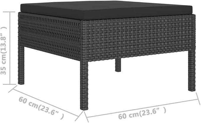 6 Piece Patio Lounge Set with Cushions,Patio Sofa,Outdoor Daybed,Outdoor Furniture Sets,Patio Seating,Patio Conversation Sets,Modern Set,Patio Furniture Set,Front Porch Furniture, Poly Rattan Black