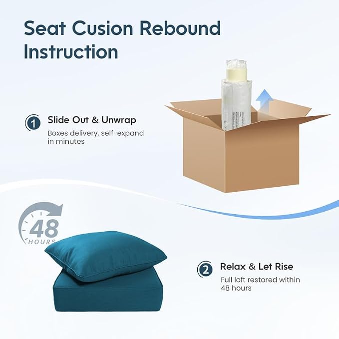 Luxury 22*24*6in Outdoor Patio Cushions, 6 Pieces Malachite Outdoor Cushion | 6'' Thick Outdoor Cushions, Water-Resistant, Reversible, Removable Cover, for Patio Chairs Sofa Couch Loveseat