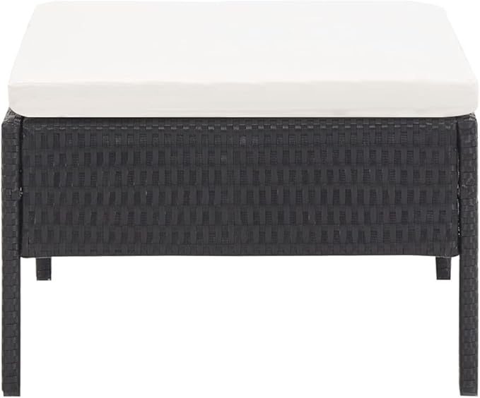 Patio Sofa Set with Cushions,Patio Lounge Set,Outdoor Furniture,Outdoor Furniture Sets,Patio Conversation Sets,for Garden,Deck,Backyard,5 Piece Poly Rattan Black