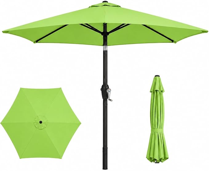 7.5ft Patio Umbrella, Outdoor Table Market Umbrella with Smooth Crank Lift, 6 Windproof Fiberglass Ribs, UPF50+ UV Protection for Deck, Pool, Garden and Backyard