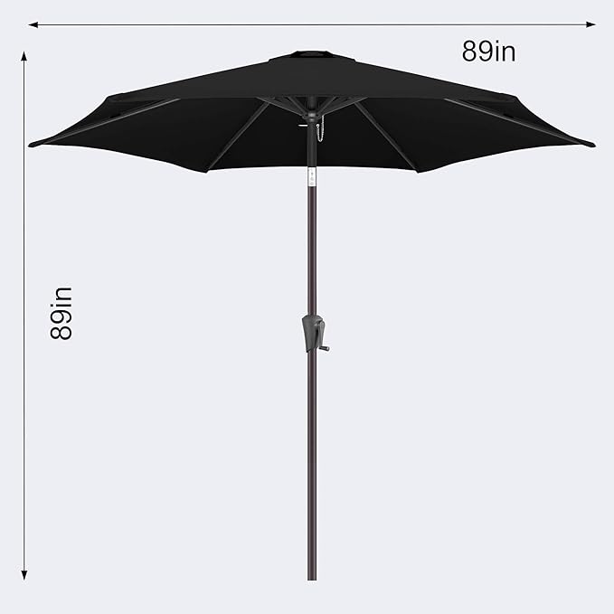 Jarka&Co 7.5ft Patio Umbrella Outdoor - Table Outdoor Umbrella with Push Button Tilt Waterprool UV Protection, Sun Umbrella for Pool, Porch, Garden, Deck, Backyard (Black)