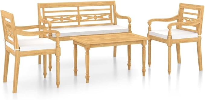Patio Dining Set with Cushions,Patio Lounge Set,Patio Furniture Sets,Patio Conversation Sets,Outdoor Furniture Sets,for Garden,Backyard,Outdoor,4 Piece Solid Teak Wood