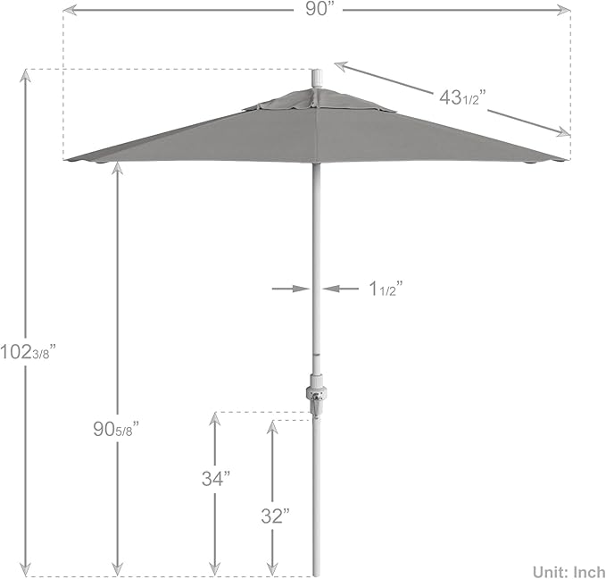 California Umbrella 7.5' Rd. Aluminum Patio Umbrella, Crank Lift, Collar Tilt, White