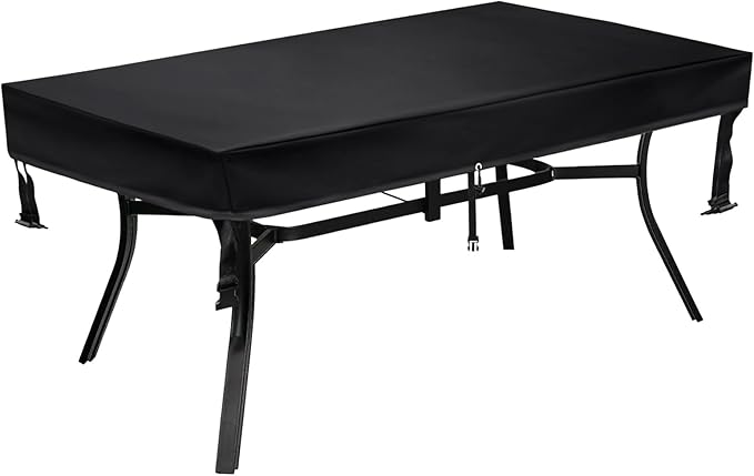 SUNICO Outdoor Table Cover rectangular (85" L x 40" W x 6" H), Patio Table Cover rectangle for Patio Table & Dining Table & Picnic Table.Windproof, Waterproof, Stain-Resistant, Durable Table Cover