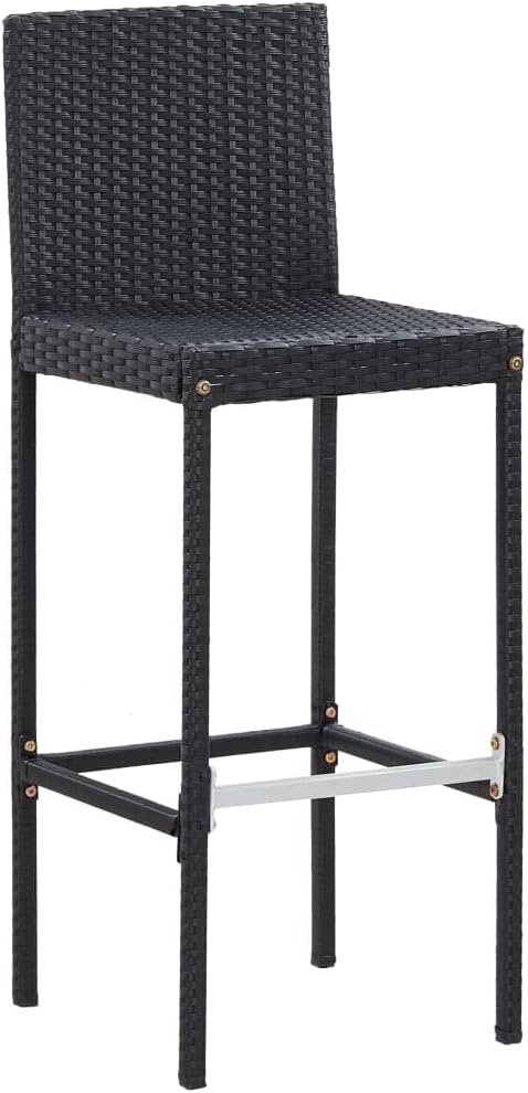 Patio Bar Set with Cushions,Patio Lounge Set,Outdoor Furniture,Outdoor Furniture Sets,Patio Conversation Sets,for Garden,Deck,Backyard,7 Piece Poly Rattan Black
