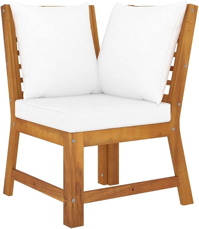 Backyard Furniture Patio Conversation Sets Outdoor Seating 4 Piece Patio Lounge Set with Cushion Cream Solid Acacia Wood Suitable for Swimming Pool, Courtyard, Garden