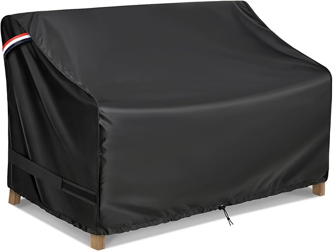 KylinLucky Patio Furniture Sofa Covers 88W x 33D x 32H inches,3-Seater Outdoor Waterproof Couch Loveseat Bench Cover Black