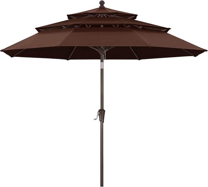 ABCCANOPY 5-Year 10-Year No Fading 9FT 3 Tiers Patio Umbrella, Outdoor Table Umbrella with 8 Sturdy Ribs for Deck, Backyard, Garden, Yard