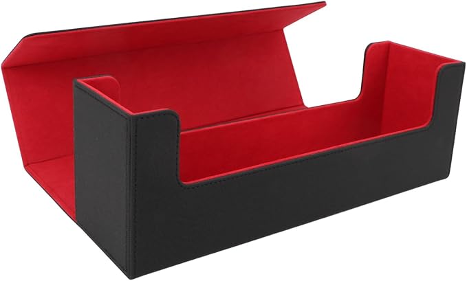 RiToEasysports Card Storage Box, PU Leather Magnetic Closure Large Capacity for 400+ Cards Card Deck Case with Felt Lining Elegant Design for Collectors Gamers and Enthusiasts Storing Trading Spo