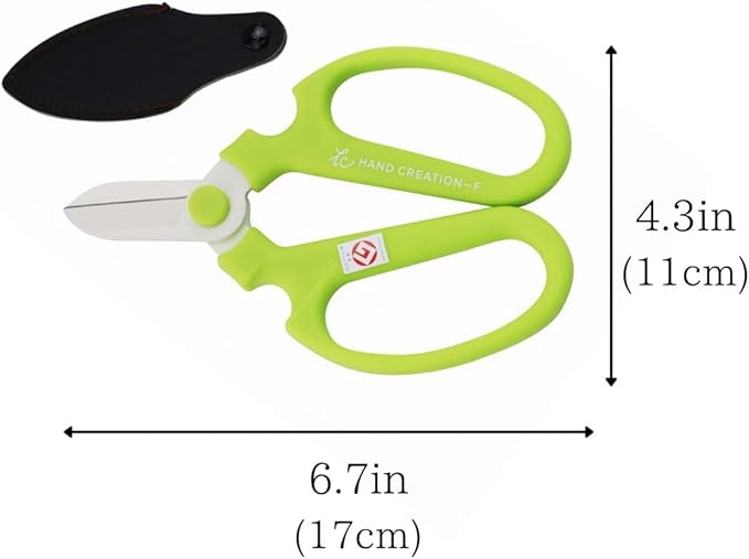 Japanese Floral Scissors - SAKAGEN Hand Creation, Professional Ultra Sharp Flower Shears for Floral Design, Ikebana & Gardening, Made in Japan, F-170 (Light Green)