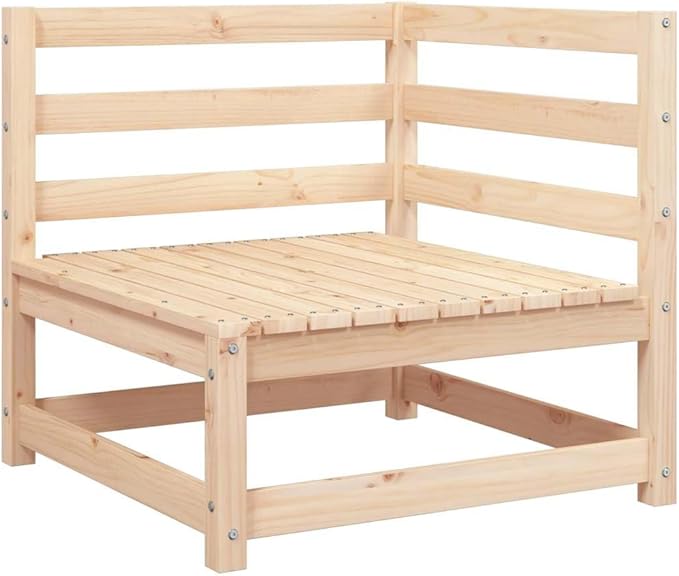 Brown Solid Pine Outdoor Corner Sofa 27.6x27.6 Modular Patio Sectional for Balcony, Backyard and Garden Seating