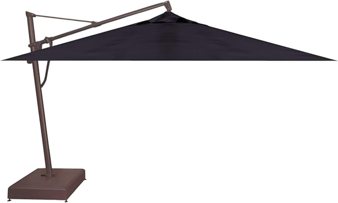 Treasure Garden AKZ PLUS Cantilever Umbrella 10'x13' Rectangular Obravia Navy Canopy and Bronze Frame with Stationary Base