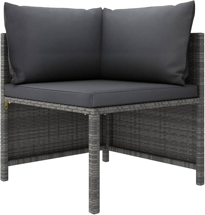 10-Piece Patio Conversation Set Grey PE Rattan Modular Outdoor Sectional Couch 23.6"x23.6"x23.6" for Garden Balcony Terrace