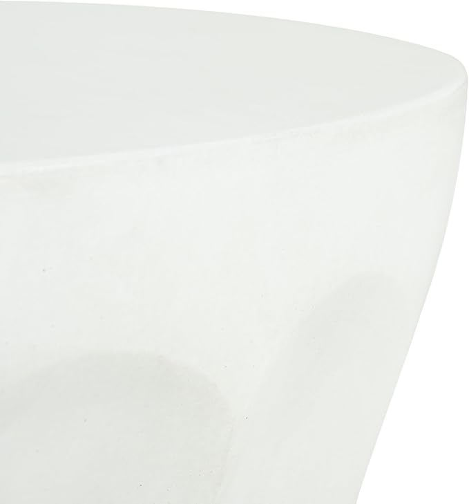 18" Outdoor Round Side Table, Antique White Concrete-Look Accent Table, Lightweight MGO Material, Weather-Resistant Garden Stool for Patio & Living Room, No Assembly Required
