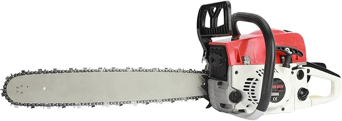 Gas Chainsaw, 20 Inches 58 Cubic Centimeter High Working Efficiency Gas-powered Handheld Chain Saw Chainsaw for Forest Cutting Trees, Wood, Garden and Farm Use (Red)