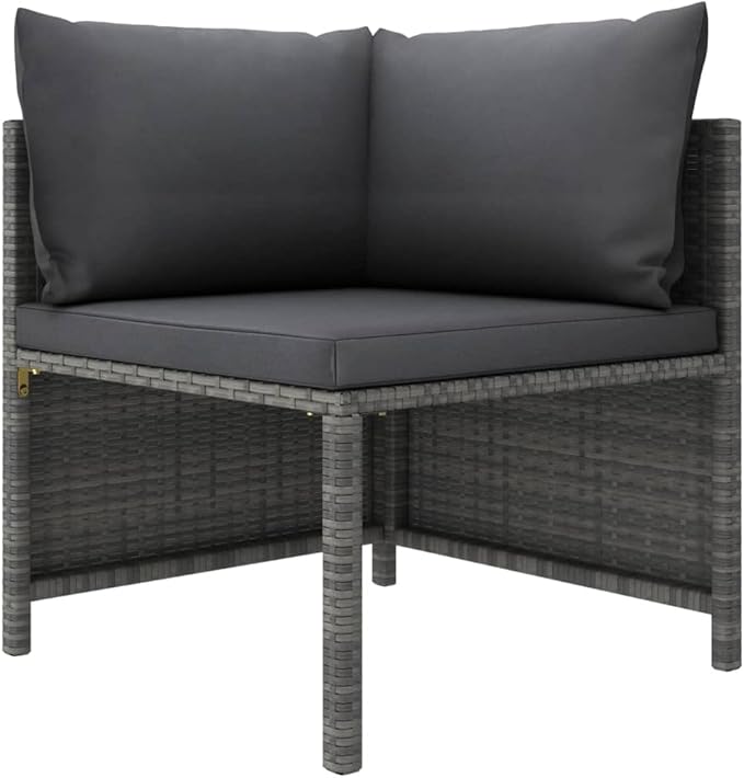 7 Piece Outdoor Patio Sectional Set Gray PE Rattan Modular Garden Lounge 23.6 in Cube Seats with All Weather Cushions for Deck Porch Balcony Backyard