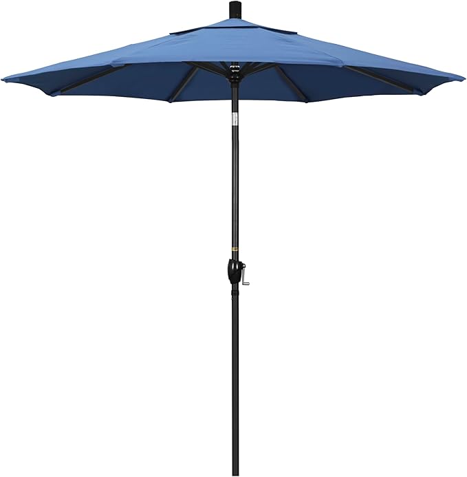 California Umbrella 7.5' Round Aluminum Market Umbrella, Crank Lift, Push Button Tilt