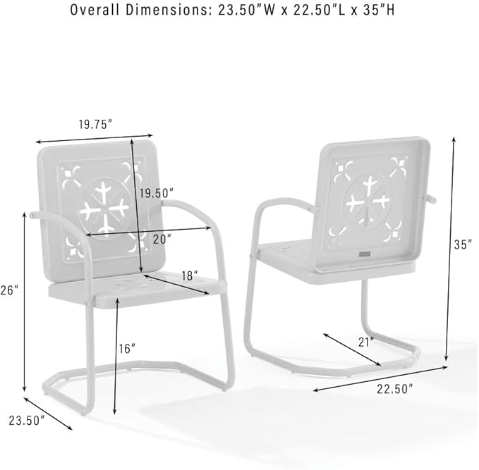 Crosley Furniture Azalea 3-Piece Vintage Outdoor Chair and Side Table Set, Retro Metal Patio Conversation Sets, Key Lime Gloss