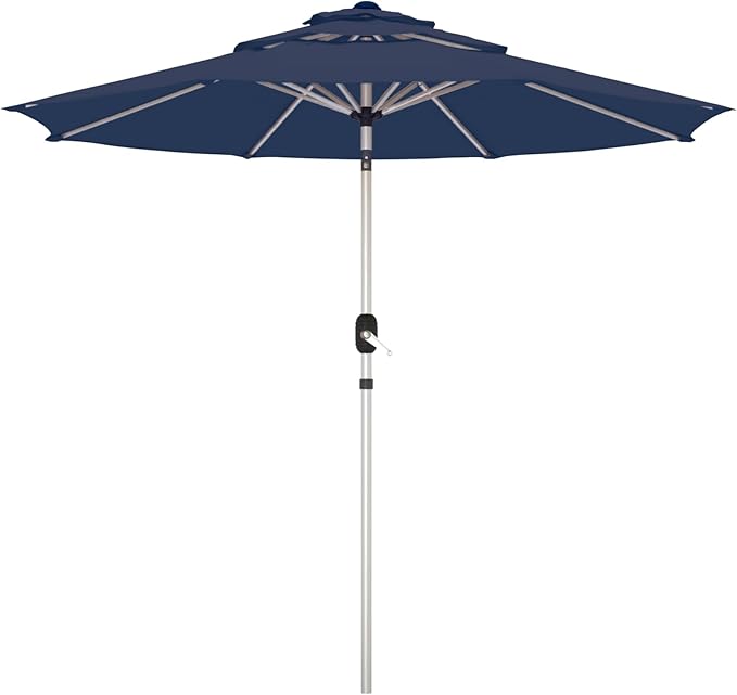 10FT 3-Tier Aluminum Outdoor Patio Umbrella, Fade-Resistant Market Umbrella with Push Button Tilt Function, 8 Sturdy All-Aluminum Ribs for Gardens, Patios, Backyards & Pools