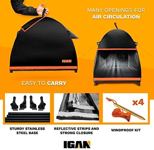 IGAN Small Inverter Generator Tent Cover While Running, Compatible for Honda and Most 1000~2300 Watts Generators, Portable Outdoor All-Weather Tarpaulin Cover for Rain, Orange