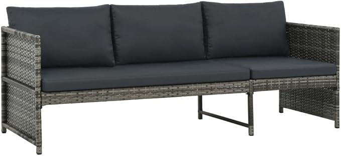3 Piece Patio Lounge Set with Cushions, Front Porch Furniture Outdoor Dining Sets Outdoor Sofa Sets Patio Conversation Set for Poolside Exhibition Piazza Negotiation Area Poly Rattan Gray