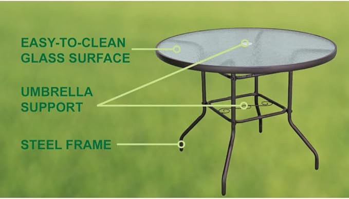 Garden Elements Sienna Collection 40" Table and Four Swivel Rocker Chairs Patio Dining Set, Brown (5-Piece Set)