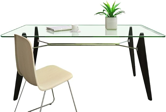 Dulles Glass 42X72 inch Rectangular Glass Table Top - Tempered - 3/8" Thick Glass Surface, Safe Beveled Edge, Radius Corners, Multipurpose for Dining Table, Patio, Coffee and End Table