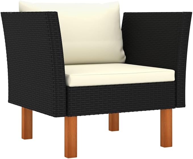 7 Piece Patio Lounge Set,Patio Sofa,Outdoor Daybed,Outdoor Couch,Patio Seating,Patio Conversation Sets,Outdoor Furniture Sets,for Backyard,Garden,Deck, Poly Rattan and Eucalyptus Wood Black