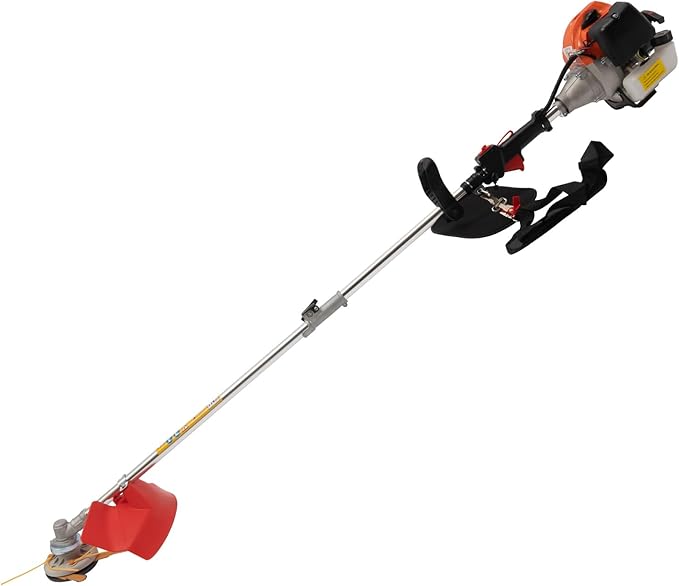 YIYIBYUS 33CC Weed Wacker Eater Gas Powered, 2-Cycle 5.74FT String Trimmer/Edger with Two Blade Heads, Lawn Mower Hedge Trimmer with Rubber Handle & Shoulder Strap