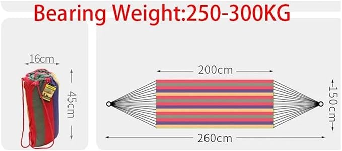 Outdoor Canvas Camping Hammock Anti Rollover Portable Thicken Fabric Single/Double with Carry Bag for Patio, Backyard(Double Hammock B)