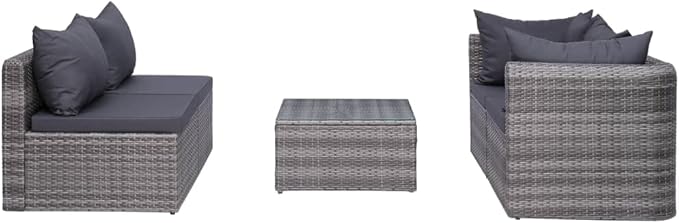 Patio Lounge Set with Cushions,Outdoor Tables and Chairs,Outdoor Furniture Sets,Patio Conversation Sets,for Garden,Deck,Backyard,5 Piece Poly Rattan Gray