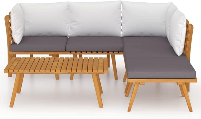 Patio Lounge Set with Cushions,Patio Furniture Sets,Patio Conversation Sets,Outdoor Furniture Sets,for Garden,Backyard,Outdoor,6 Piece Solid Acacia Wood