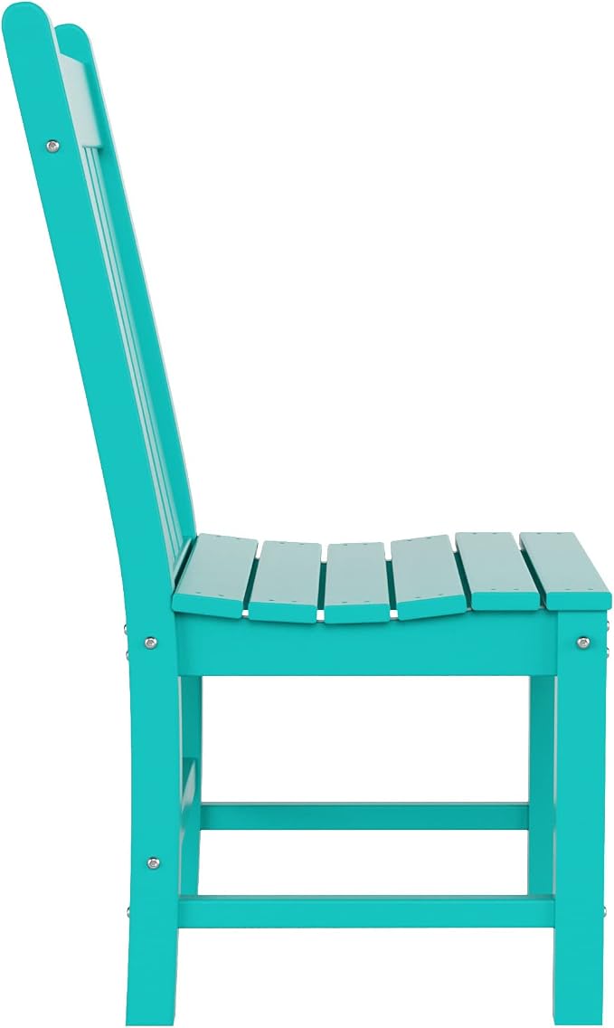 WestinTrends Malibu 6 Piece Outdoor Dining Set with Bench, All Weather Poly Lumber Patio Table and Chairs Set, 71" Trestle Dining Table with Umbrella Hole, 5 Patio Chairs with Bench, Turquoise