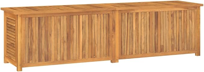 Patio Storage Box with Bag 78.7"x19.7"x21.7" Solid Wood Teak, Patio Storage Boxes