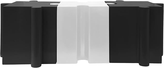 Christopher Knight Home Daton 3 Piece Interlocking Outdoor Side Table Set, Modular Lightweight Concrete Coffee Table, Convertible MGO End Table for Indoor&Outdoor, Creative Set Up, Black+White