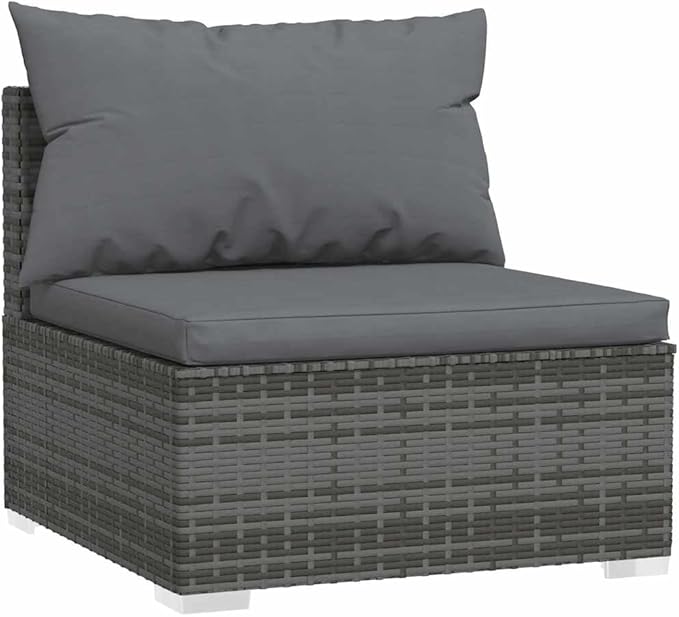 4 Piece Patio Lounge Set with Cushions, Patio Conversation Set Porch Furniture Set Outdoor Sofa Sets Front Porch Furniture for Piazza Negotiation Area Exhibition Poolside Gray Poly Rattan