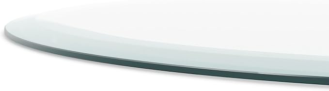 The Better Bevel 20 inch Round Glass Table Top - Clear Tempered Glass Surface Protector - Safe Beveled Edge - Coffee, Dining and End Table