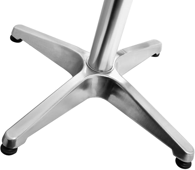BTEXPERT Indoor Outdoor Restaurant Stainless Steel Aluminum Metal Slat Stack Commercial Lightweight, 2 Chairs with a 27.5" Round Table, Silver/Black