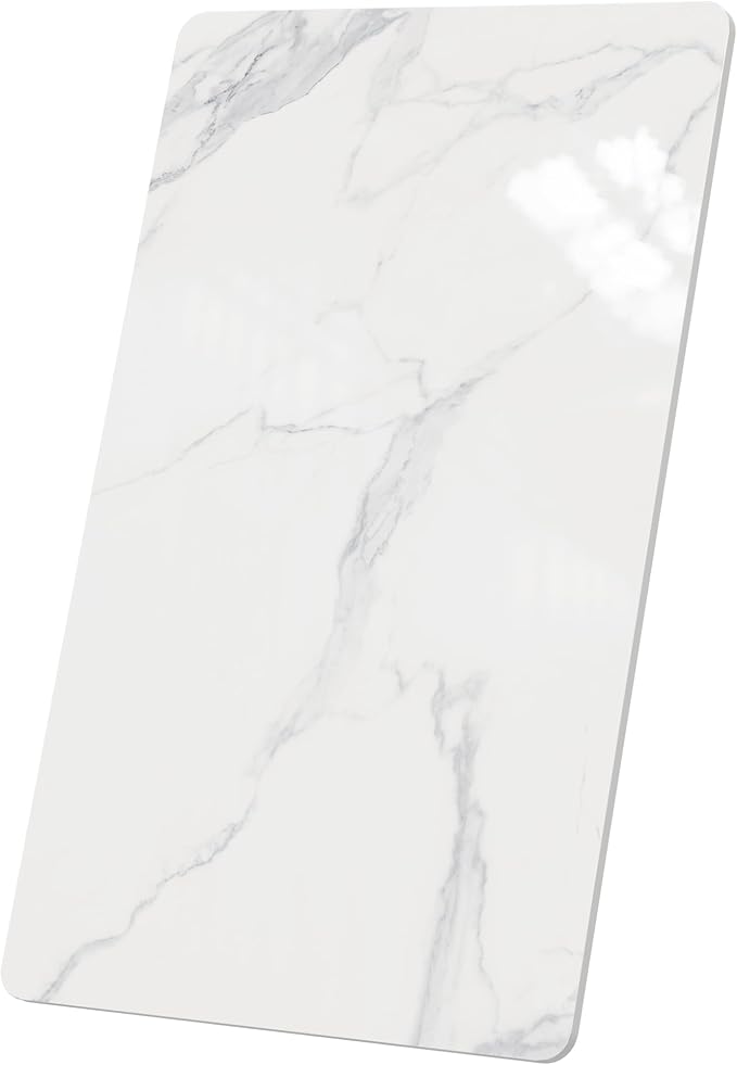 Rectangle Table Top,39.3” x 23.6 ” White Sintered Stone Tabletop, DIY Replacement & Cover Marble Desktop, Scratch & Wear Resistant, Easy to Clean, Suitable for Indoor & Outdoor