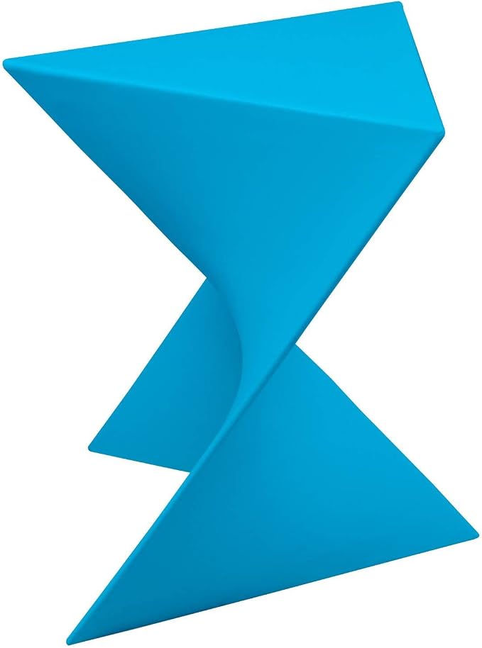LeisureMod 15.75" Triangular Side Table, Stackable Plastic Accent End Table for Indoor & Outdoor Use, Weather-Resistant Modern Patio & Living Room Table, Set of 4, Blue
