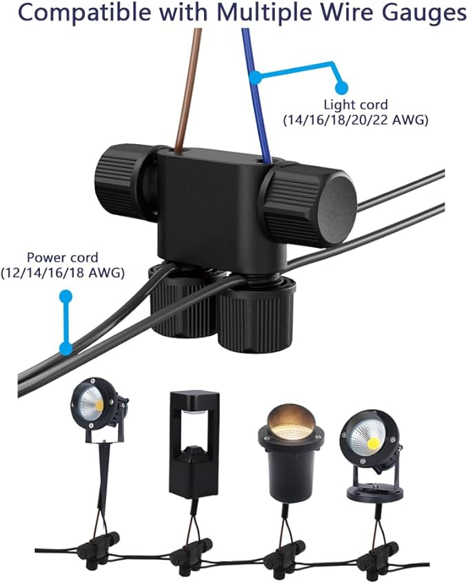NETEHA 16 Pack Low Voltage 12-18 Gauge Wire Connectors for Landscape Lighting, Pathway Lights, Outdoor LED Lights