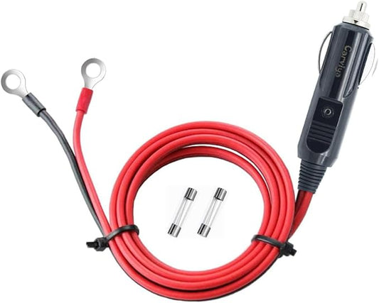 Cigarette Lighter Male Plug Adapter Inverter Cable Power Supply Cord Heavy Duty 12V/24V 5FT/1.5M 14AWG for Car Inverter,Air Pump, Electric Cup, Tire Inflator DIY (14 AWG, 5FT)