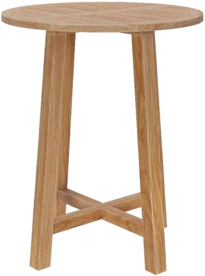 Modway Wellspring Outdoor Round Teak Wood Bar Table in Natural