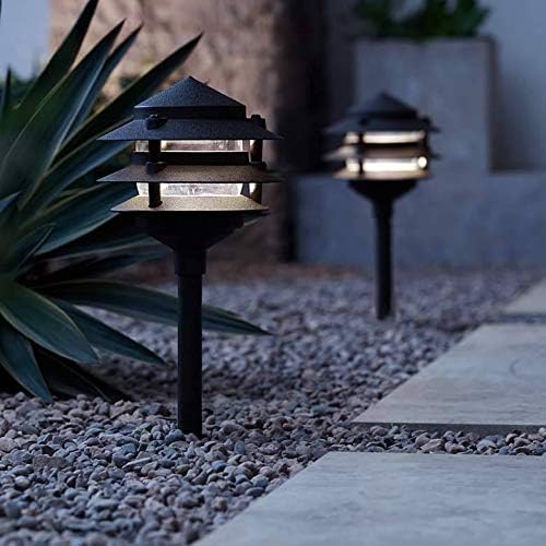 John Timberland Three-Tier Pagoda 11" High Modern Outdoor Landscape Path Light Porch House Exterior Outside LED Bulb Weatherproof Black Aluminum Front Door Patio Garage Home Deck Garden Backyard