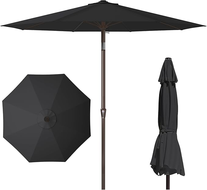 PatioKingdom 11FT Patio Umbrella,Outdoor Umbrella with Push Button Tilt and Crank,Market Table Umbrella with 8 Sturdy Fiberglass Ribs UV Protection