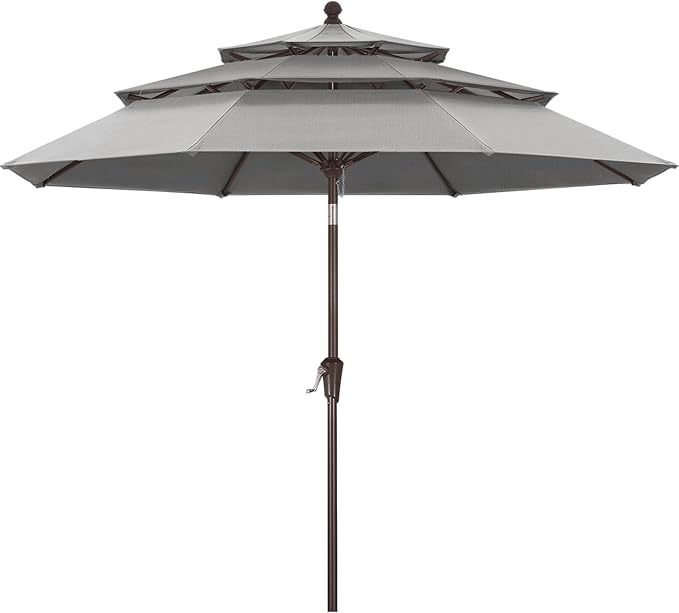 ABCCANOPY 5-Year 10-Year No Fading 9FT 3 Tiers Patio Umbrella, Outdoor Table Umbrella with 8 Sturdy Ribs for Deck, Backyard, Garden, Yard