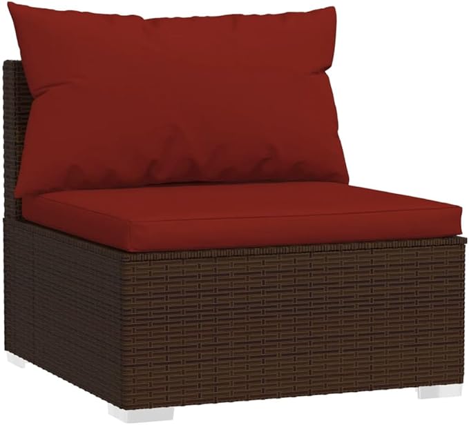 10 Piece Patio Lounge Set with Cushion, Furniture Conversation Sets Patio Lounge Set Outdoor Patio Sectional Piece Patio Set s Poly Rattan Brown