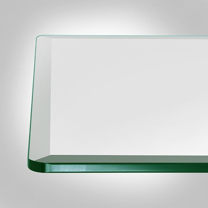 Dulles Glass 24X48 inch Rectangular Glass Table Top - Tempered - 1/2" Thick Glass Surface, Safe Beveled Edge, Radius Corners, Multipurpose for Dining Table, Patio, Coffee and End Table